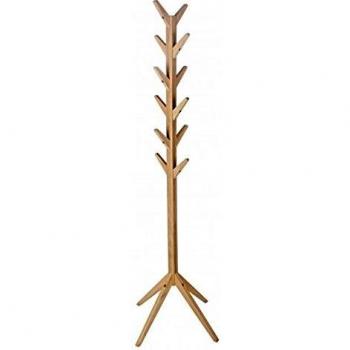 Perchero Delgado de Madera Daiki, Ensamblaje Requerido, 169 cm, Color Plata y Roble