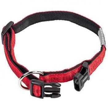 Collar para perro Nobby Soft Grip M-L 40-55cm 25mm rojo, nylon con correa incluida