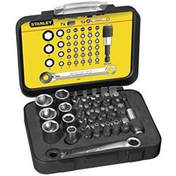 Stanley 1-13-907 - Juego de puntas de destornillador Expert vasos 14 llave con sistema carraca, 39 piezas