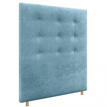 Cabecero Capitoné hasta el Suelo 90x120cm Tapizado en Tela Aqualine y Polipiel Turquesa para Cama Dormitorio