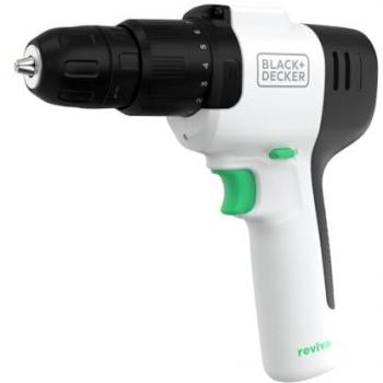 Taladro Percutor Inalámbrico Black+Decker REVIVA 12V, 1.5Ah, Portabrocas de 10mm, 2 Velocidades (0-350/1350 rpm), 10