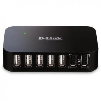 D-Link DUB-H7 Hub USB 2.0 con 7 Puertos Tipo A, 1 Puerto Tipo B y Alimentación Externa - Negro