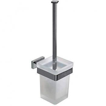 Escobillero de pared Lea con soporte cromado pulido y cristal esmerilado