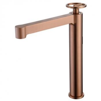 Grifo monomando lavabo alto Olimpo oro rosa cepillado