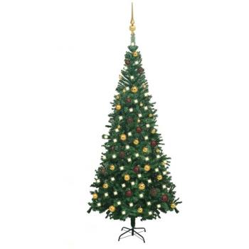 vidaXL Artificial Pre-lit Christmas Tree with Ball Set L 240 cm Green