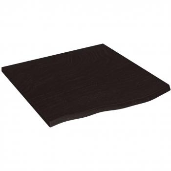 Estante de pared de madera de roble macizo tratado en color marrón oscuro, dimensiones 60x60x2 cm