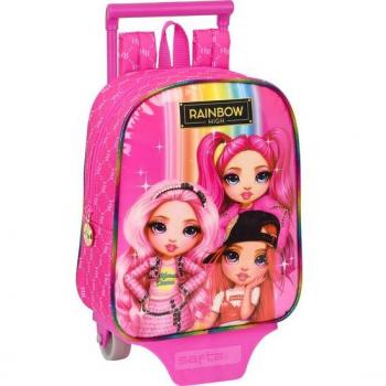 Mochila Escolar con Ruedas Rainbow High Fucsia