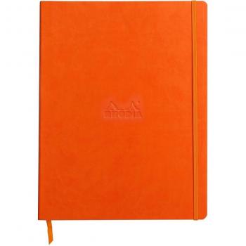 Cuaderno Rhodia A4+ de tapa blanda en color Naranja mandarina con líneas horizontales y casilla para títulos