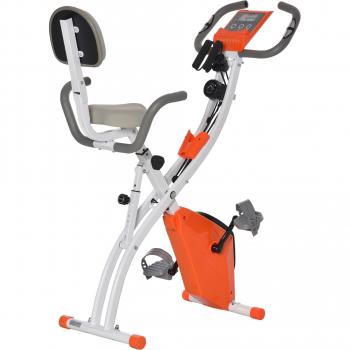 HOMCOM Bicicleta Estática Plegable con Respaldo, Pantalla LCD, Altura Ajustable, Resistencia Magnética, Máximo 120 kg, Medidas 97x51x115 cm, Color