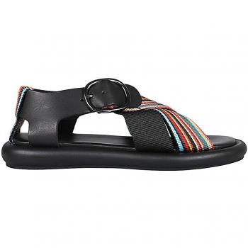 Paul Smith Women's Flat Sandals with Crossed Bands and Buckle Closure in Black, Size 39 (9 US / 6 UK)