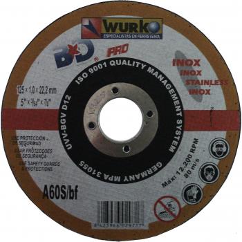 Wurko - Disco Abrasivo Corte Acero Inoxidable 125x122 mm
