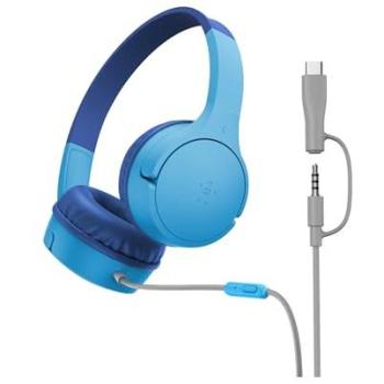 Auriculares Belkin SoundForm Mini con cable USB-C y jack 3,5 mm, diadema, para llamadas y música, color azul