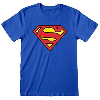 Camiseta Unisex Azul de Manga Corta con Logo de Superman