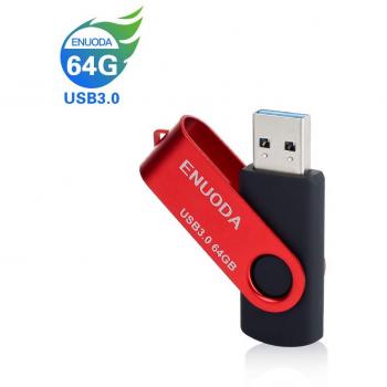 64GB Memorias USB 3.0 ENUODA Pendrive Giratoria Diseño Flash Drive Almacenamiento Externo Rojo