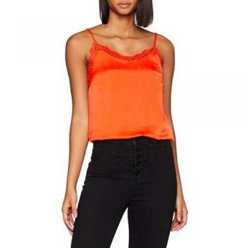 Vila Clothes Vicava Lace Singlet-FAV Camiseta sin Mangas, Naranja