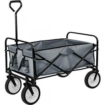 Carrito de jardín plegable con capacidad de carga de 80 kg y funda repelente al agua - Gris