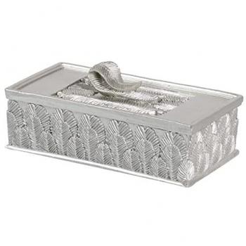Caja Decorativa de Almacenamiento en Resina Plata Envejecida 20x10x7,5 cm