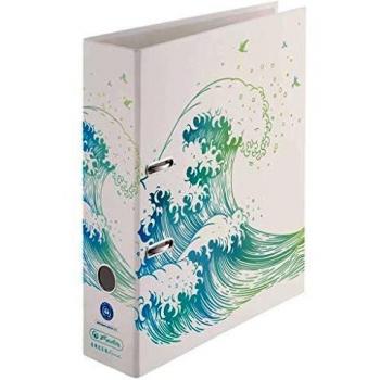 Carpeta de cartón A4 Herlitz maX.file GREENline wave en colores Azul, Verde y Blanco