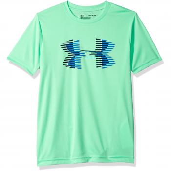 Under Armour Camiseta de Manga Corta Logo Grande para niños, Niños, 1331687-375, Green Typhoon/Blue Circuit/Academy, para jóvenes XL
