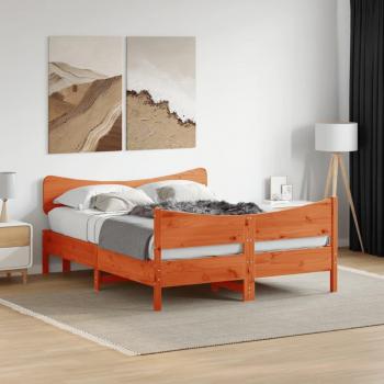 Cama solar sin colchón 150x200 cm Madera de pino color marrón cera con estructura y cabecero Vidaxl