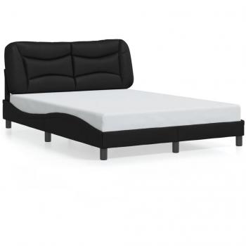 vidaXL Black Faux Leather Double Bed Frame without Mattress 53.9x74.8