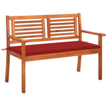 2-Seater Garden Bench with Cushion 120 cm Solid Eucalyptus Wood