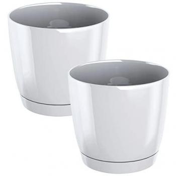 Maceta Redonda de Plástico Blanco Coubi P 13.5x13.5x12.4 cm (Pack de 2)