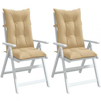 Highback Chair Cushions 2 pcs Melange Beige 120x50x7 cm Fabric