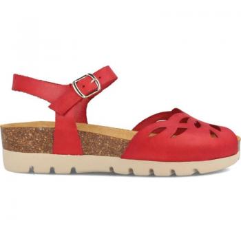 Sandalia Bio para Mujer con Cuña Baja en Piel Lucia Rojo de Marila Shoes