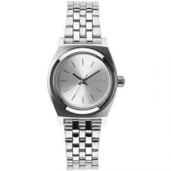 Nixon Small Time Teller - Reloj Analógico de Cuarzo para Mujer, Correa de Acero Inoxidable Color Plateado