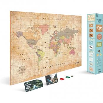 Mapamundi de Corcho Miss Wood Map L Old School (60X45) Multicolor