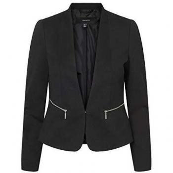 Vero Moda VMBELLA LS Zip Blazer Color, Negro, 38 para Mujer