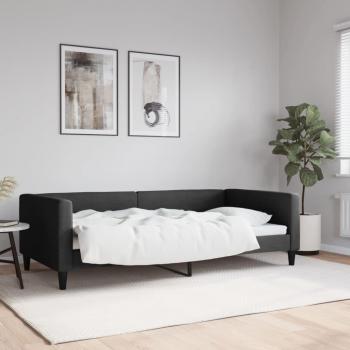 Cama de día negra 100x200 cm tela, sofá cama sin colchón, color negro