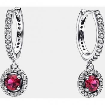 Pandora Pendientes de Aro Circulo Rojo Brillante
