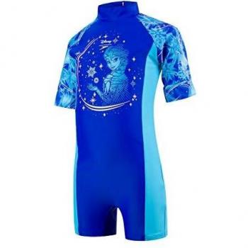 Bañador Corto Infantil Speedo Todo En Uno con Manga UV, Estilo Elsa de Disney, Azul/Turquesa, 5 Años
