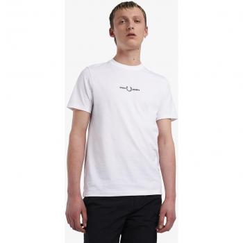 Camiseta Fred Perry Embroidered Cuello Redondo Manga Corta Blanca para Hombre
