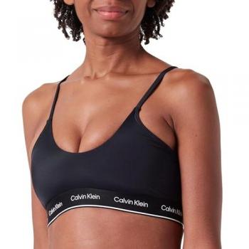 Top de bikini halter Calvin Klein Meta Legacy negro puro mujer - S