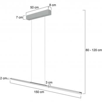 Lámpara colgante LED Bande, 155 cm, arriba/abajo, acero, CCT, regulable