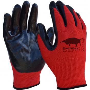 Set de ahorro de 5 unidades /Original Bullwork PowerGrip/Guantes de trabajo talla 9/Recubrimiento de látex Norma EN388 clase 4131