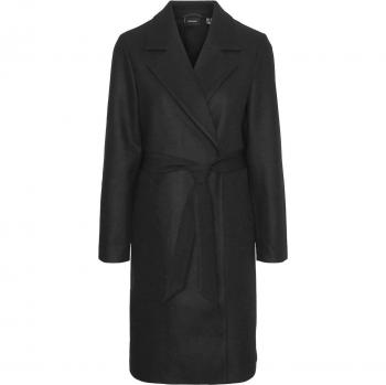 Vero Moda Women's Fortuneaya Tailored Long Coat with Belt, Black, Size L
