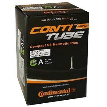 Cámara de Aire Continental 24 AV 40 mm, Hermética, Negro, para Bicicleta, Compatible con Neumáticos de 24 x 1 1/4 a 1.75 pulgadas