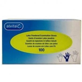Alvita Guantes de Látex con Polvo Talla M, 100 Unidades
