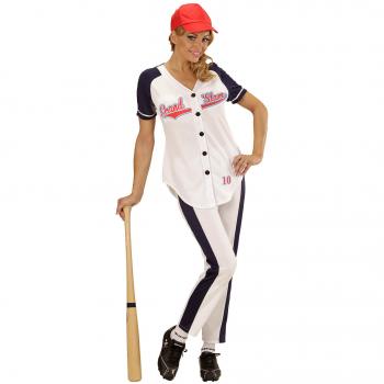 Disfraz de Jugadora de Béisbol Blanca y Azul para Mujer - Talla S