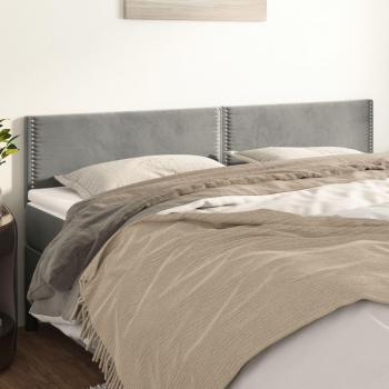 Cabecero de terciopelo gris claro 2 piezas 80x5x78/88 cm