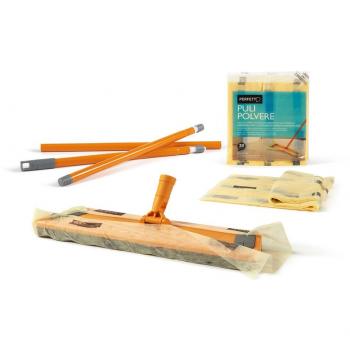Escoba Captura Polvo Perfetto 130 cm con Manico + 20 Retinas Biodegradables Imbibidas en Aceite Mineral