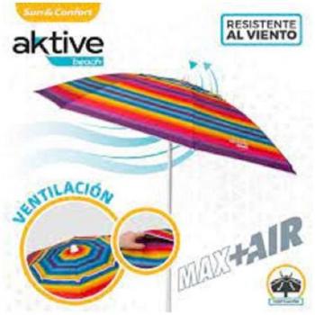 Sombrilla de playa antiviento con protección UV50, 200 cm