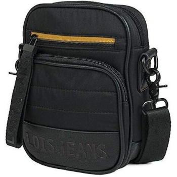 Lois - Boslo con Bandolera Ajustable y Desmontable Pequeño para Hombre de Lona y Piel Sintética Múltiples Compartimentos Asa de Mano Práctica Versátil Funcional Ligera 305817, Color Negro