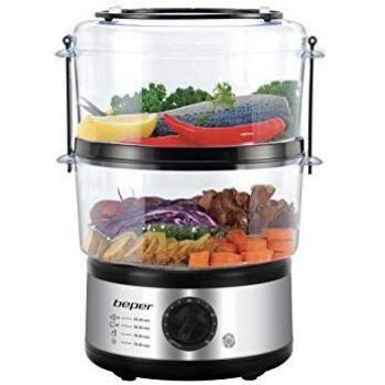 BEPER BC.261 Vaporera multicocina 5 litros, 500 W, PP/Acero Inoxidable, Blanco