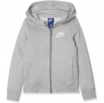 Nike G NSW Hoodie FZ Club Sudadera, Niñas, Gris