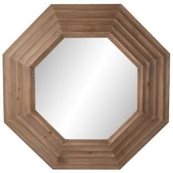 Espejo de Pared Moderno Octogonal Home ESPRIT con Marco de Madera de Abeto Color Marrón Natural 119 x 9 x 119 cm